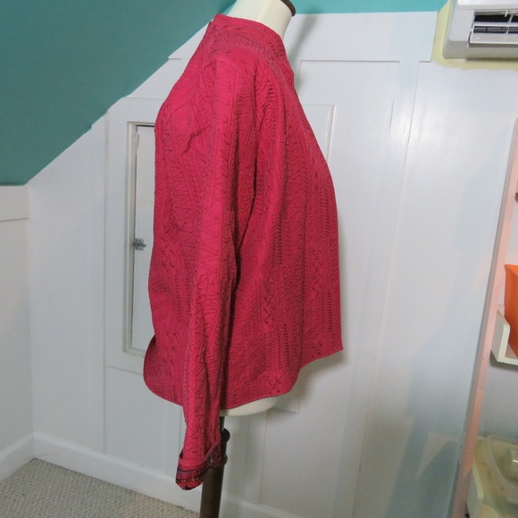 Chico's Womens Pink Lined Embroidered Jacket - Picture 4 of 8